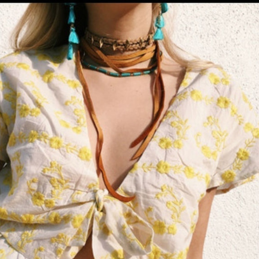 💕VANESSA MOONEY💕 Dallas Leather Choker Necklace